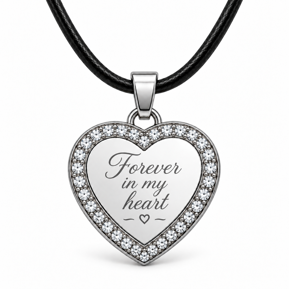 Personalized Crystal-Style Heart Photo & Text Engraving Pendant