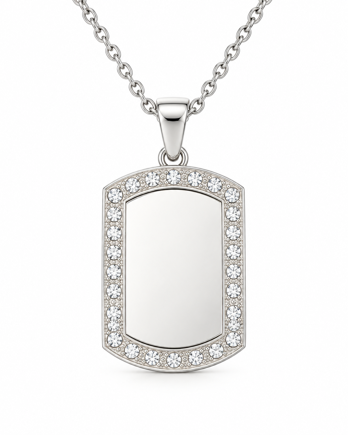 Personalized Small Crystal-Style Tag Photo & Text Engraving Pendant