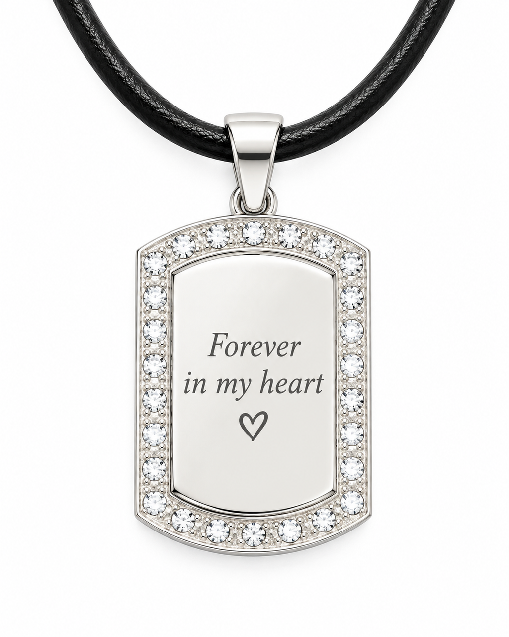 Personalized Small Crystal-Style Tag Photo & Text Engraving Pendant