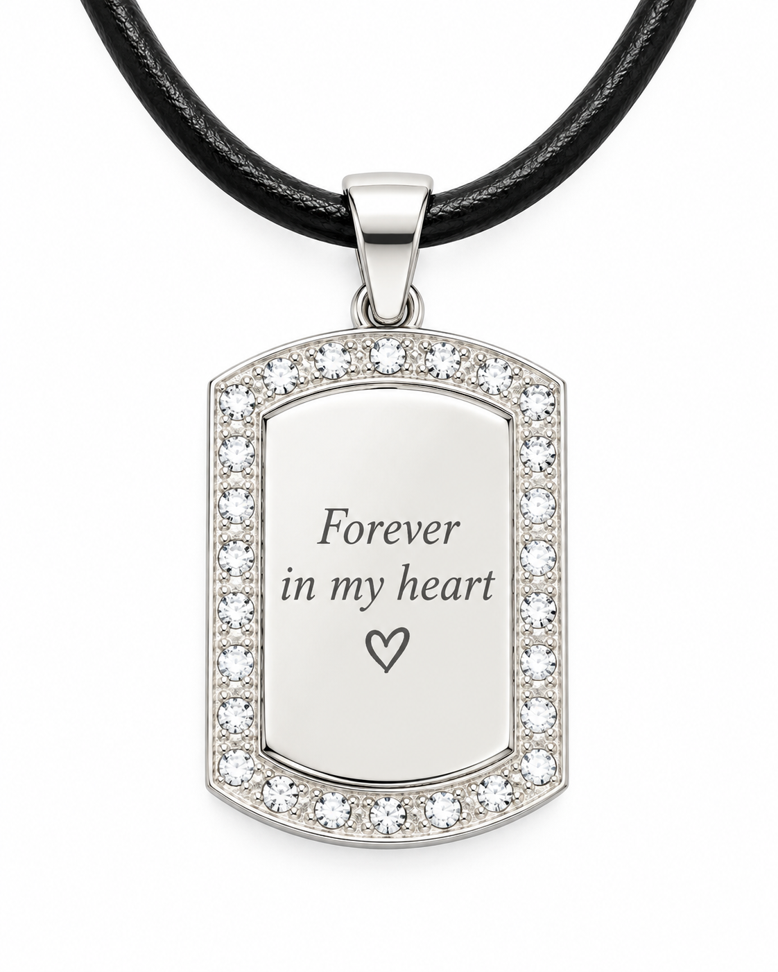 Personalized Small Crystal-Style Tag Photo & Text Engraving Pendant