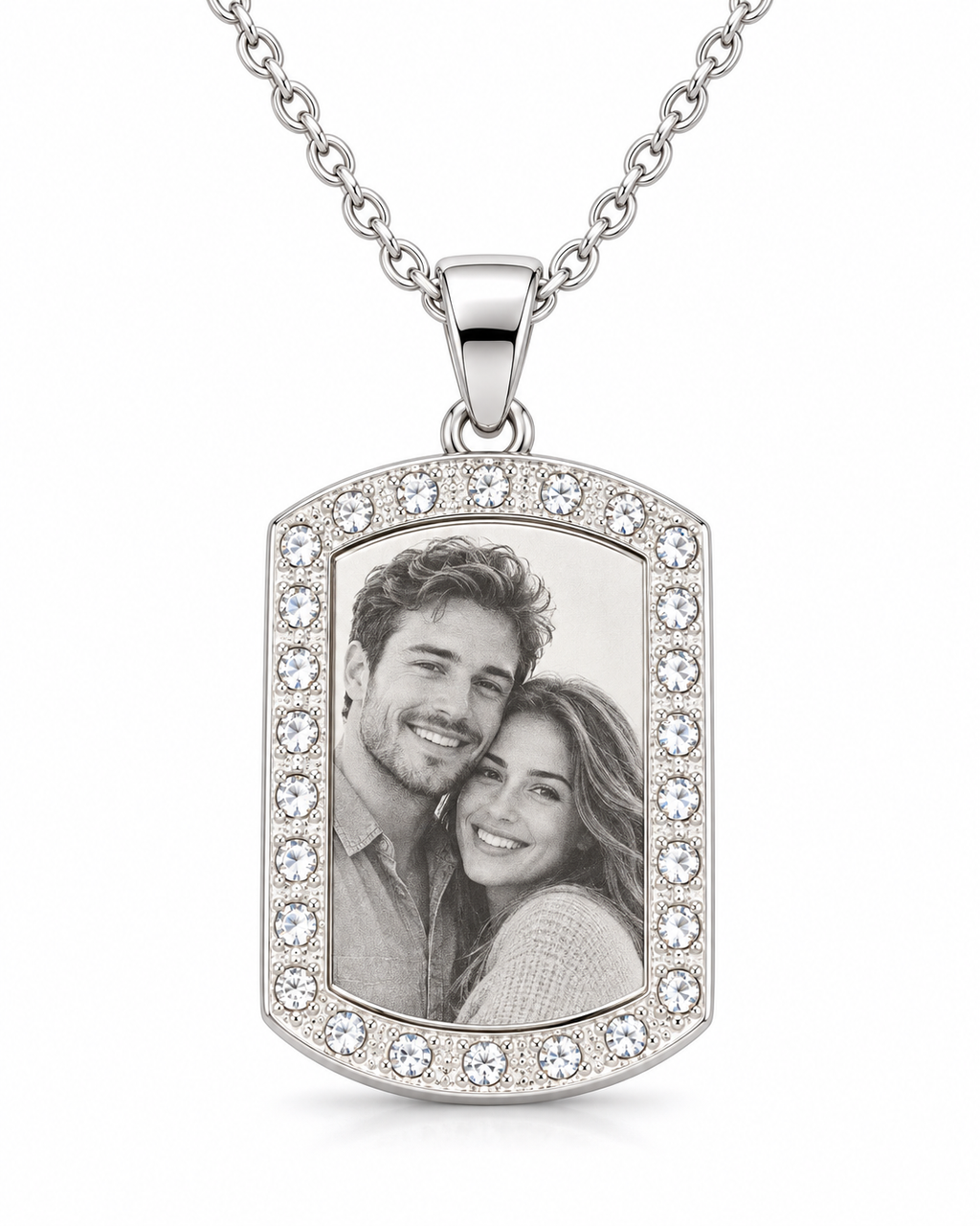 Personalized Small Crystal-Style Tag Photo & Text Engraving Pendant