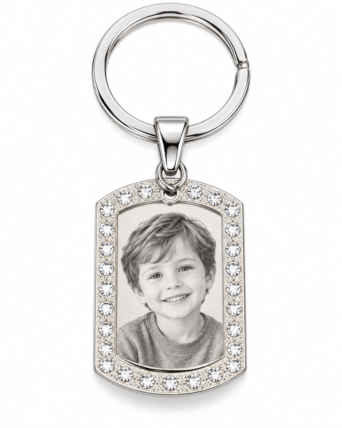 Personalized Small Crystal-Style Tag Photo & Text Engraving Pendant