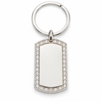 GR-002 Large Silver Crystal Tag Pendant – Silver Keyring