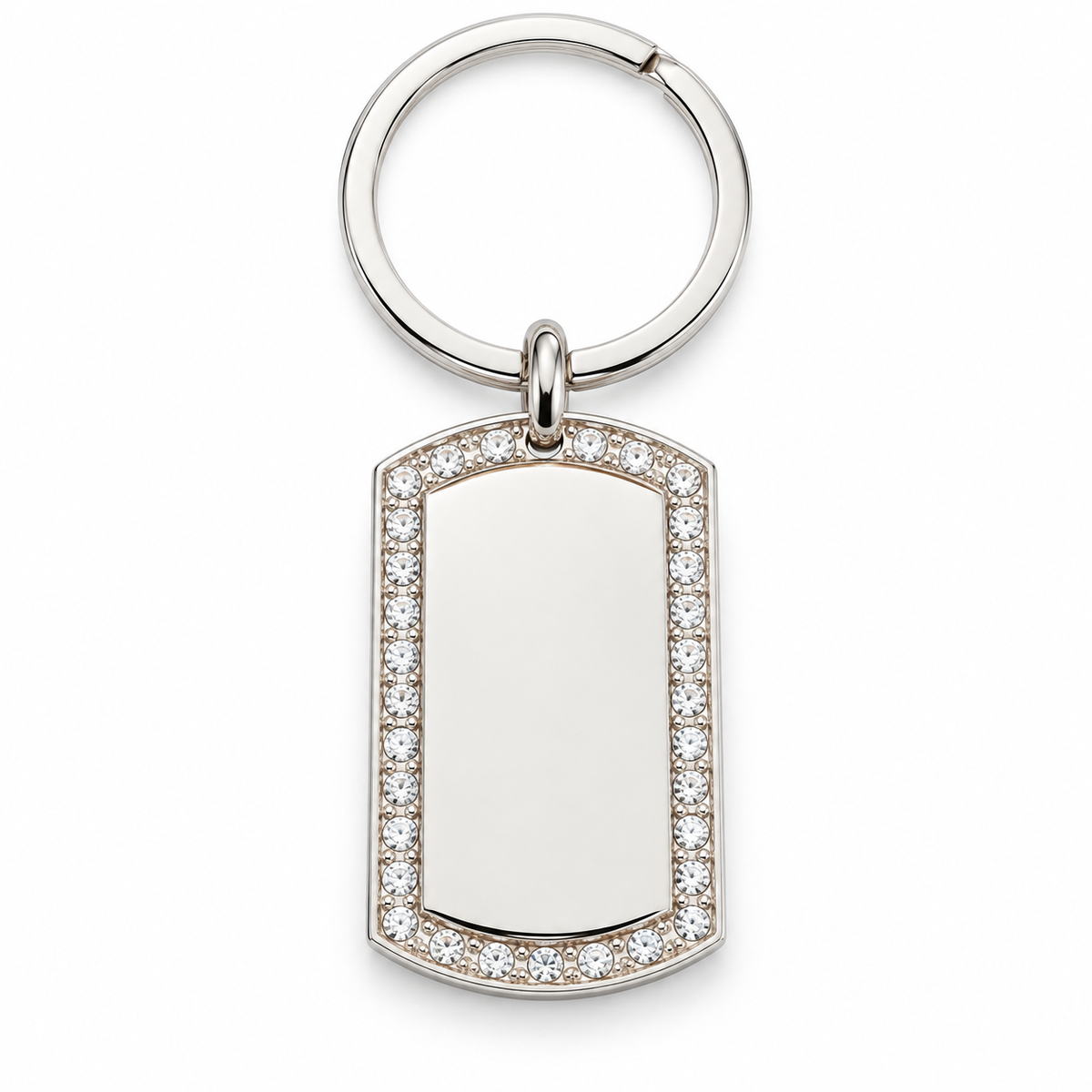GR-002 Large Silver Crystal Tag Pendant – Silver Keyring