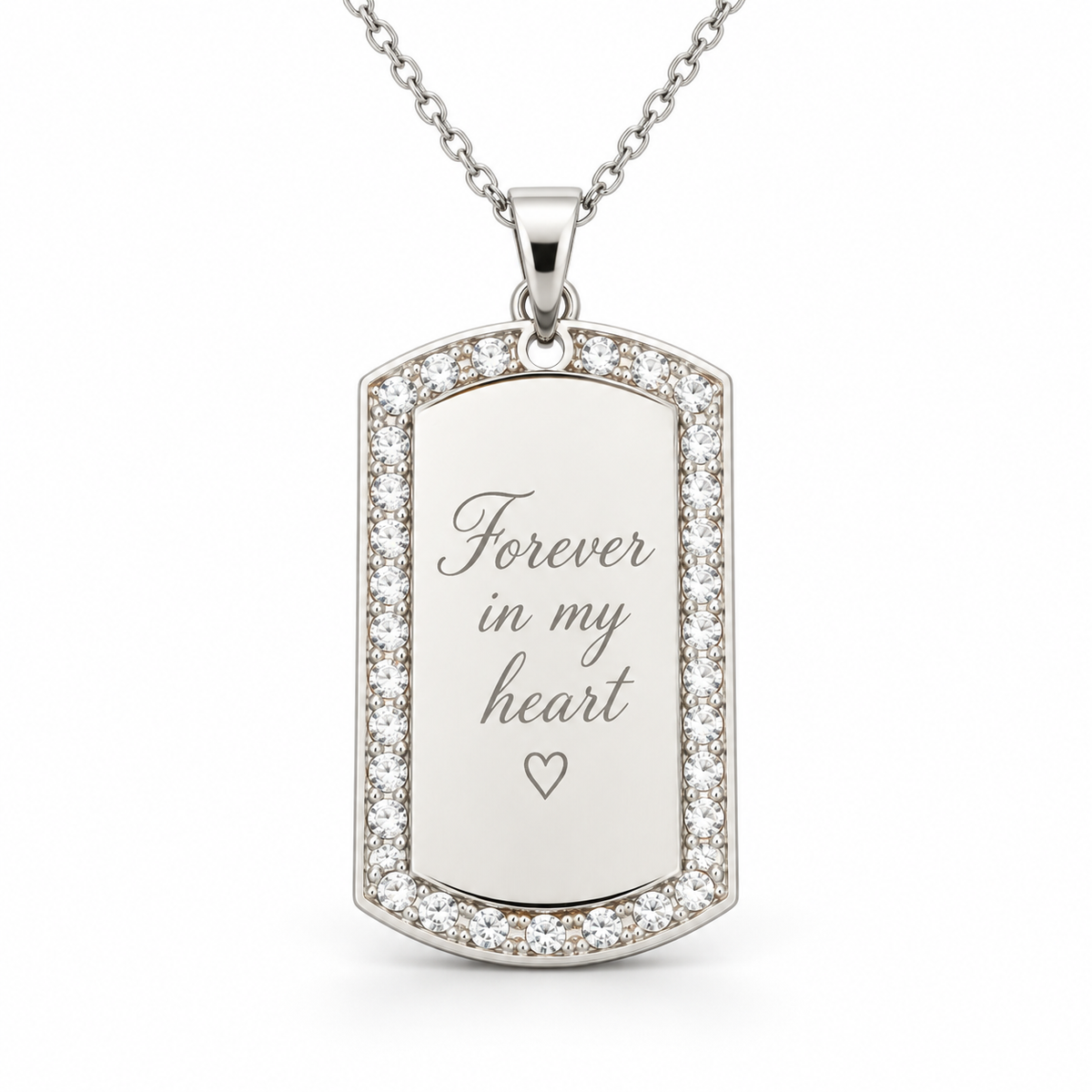 Personalized Large Crystal-Style Tag Photo & Text Engraving Pendant