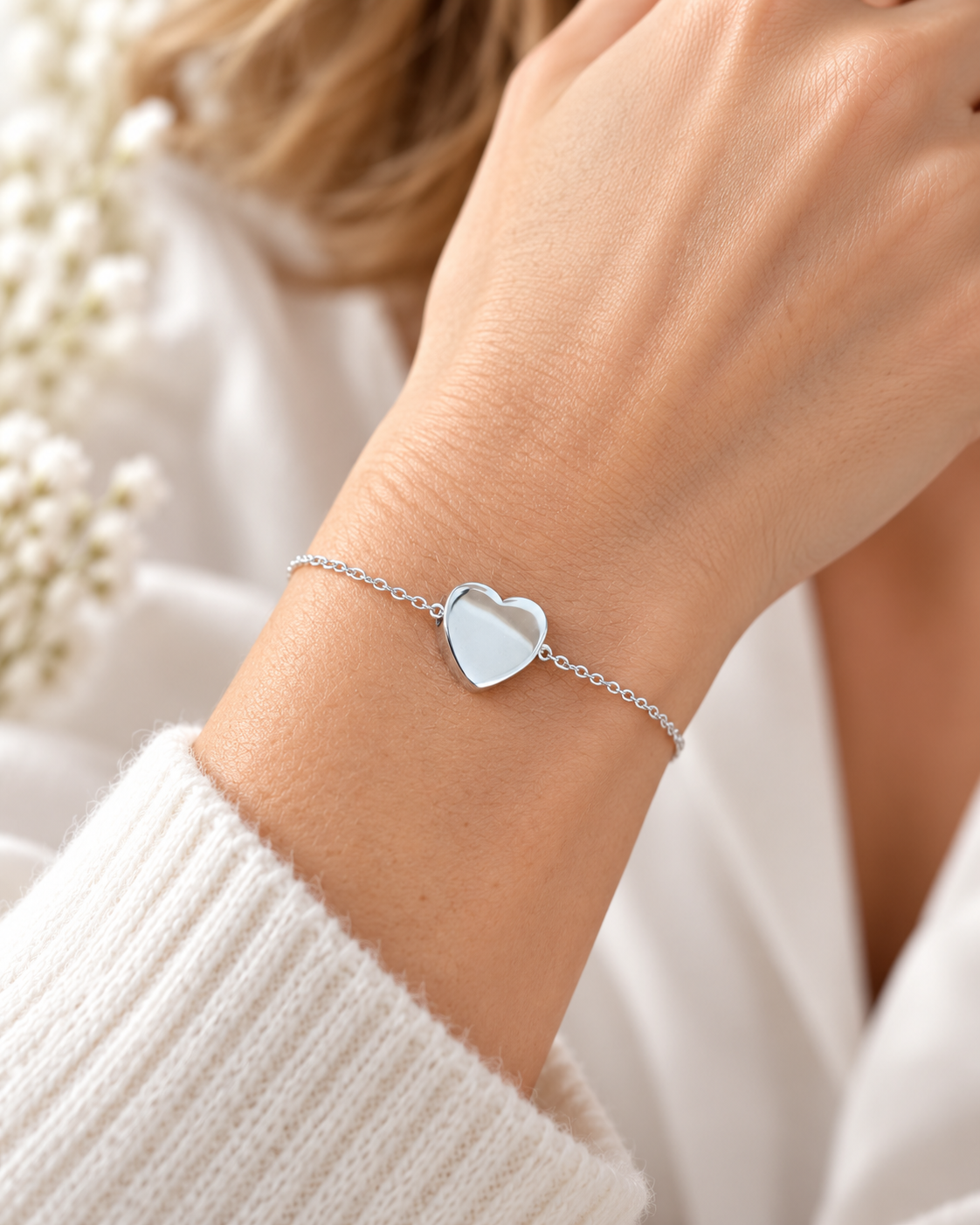 Personalized Small Heart Photo & Text Engraving Bracelet