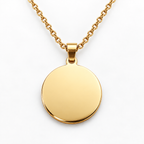 Gold Round Disc Pendant – Gold Stainless Steel Chain