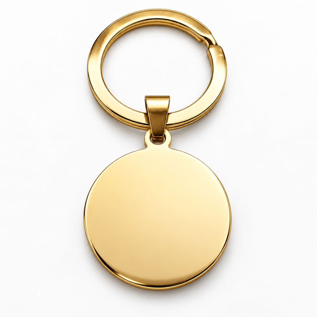 Gold Round Disc Pendant – Gold Keyring