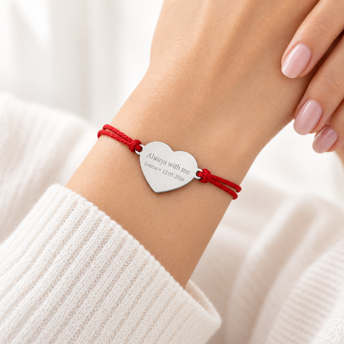 Kordelarmband mit kleinem Herz