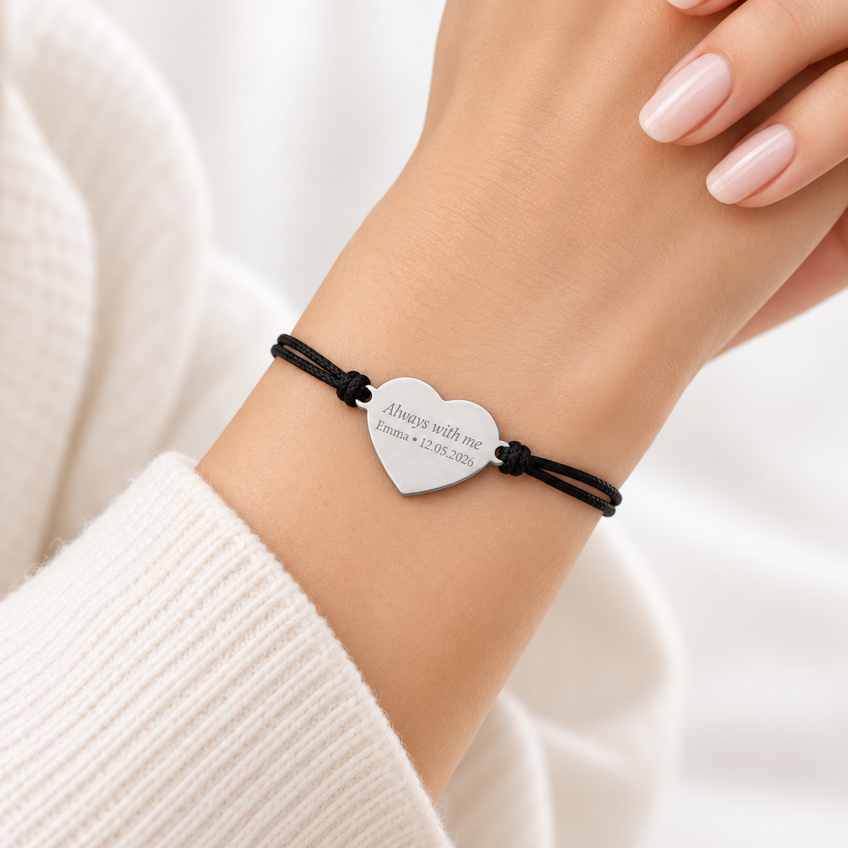 Kordelarmband mit kleinem Herz
