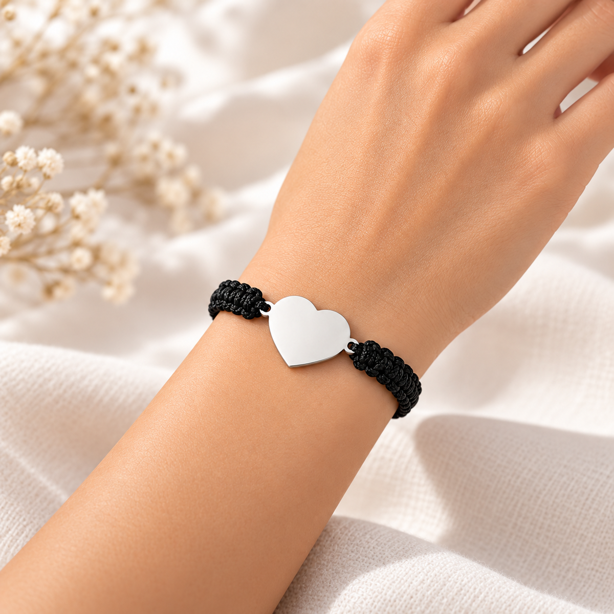 Large Heart Braided Cord Bracelet