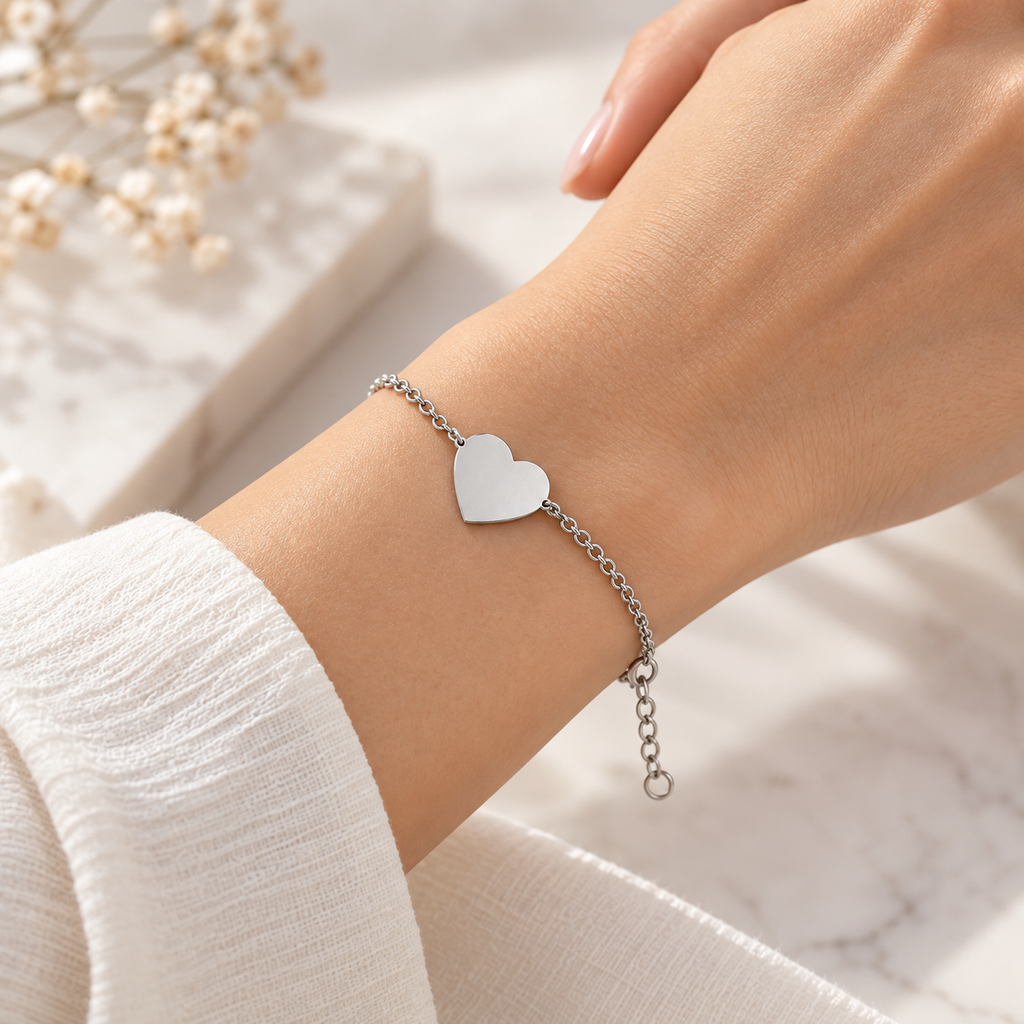 Stainless Steel Heart Chain Bracelet