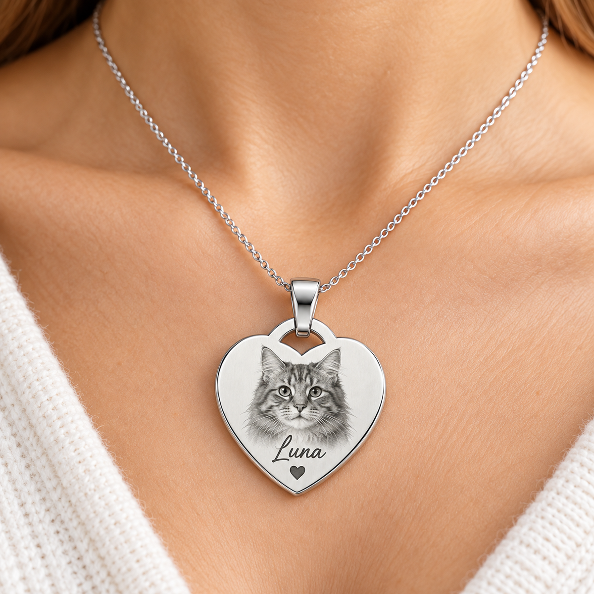 Personalized Heart Photo & Text Engraving Pendant