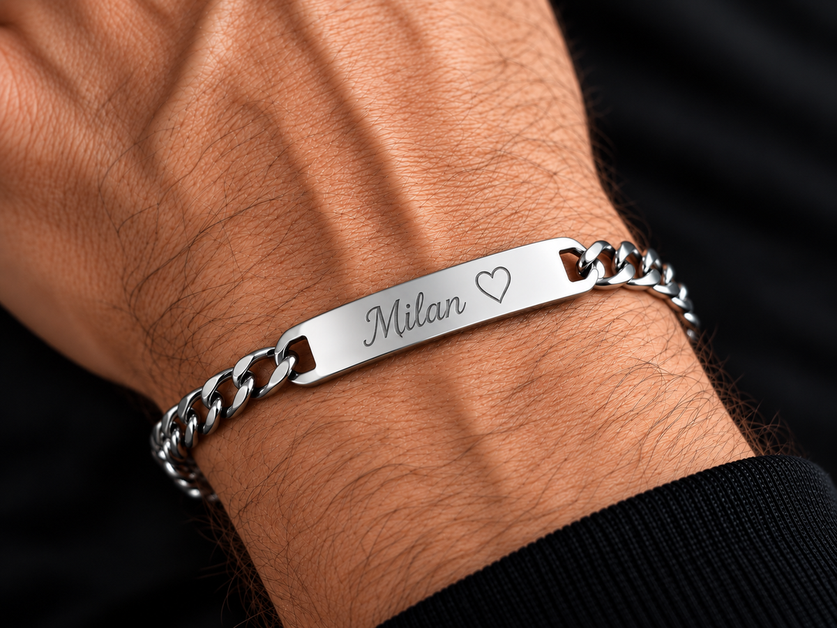 Personalisiertes Herren- & Unisex-ID-Armband aus Edelstahl
