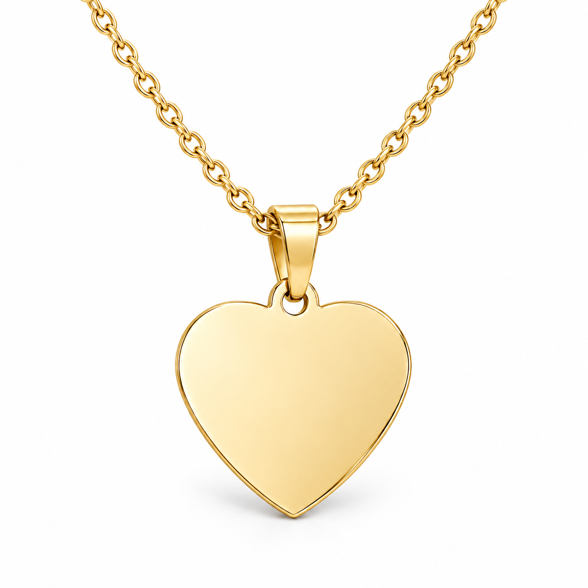 Gold + Chain: Personalized gold heart pendant with stainless steel chain