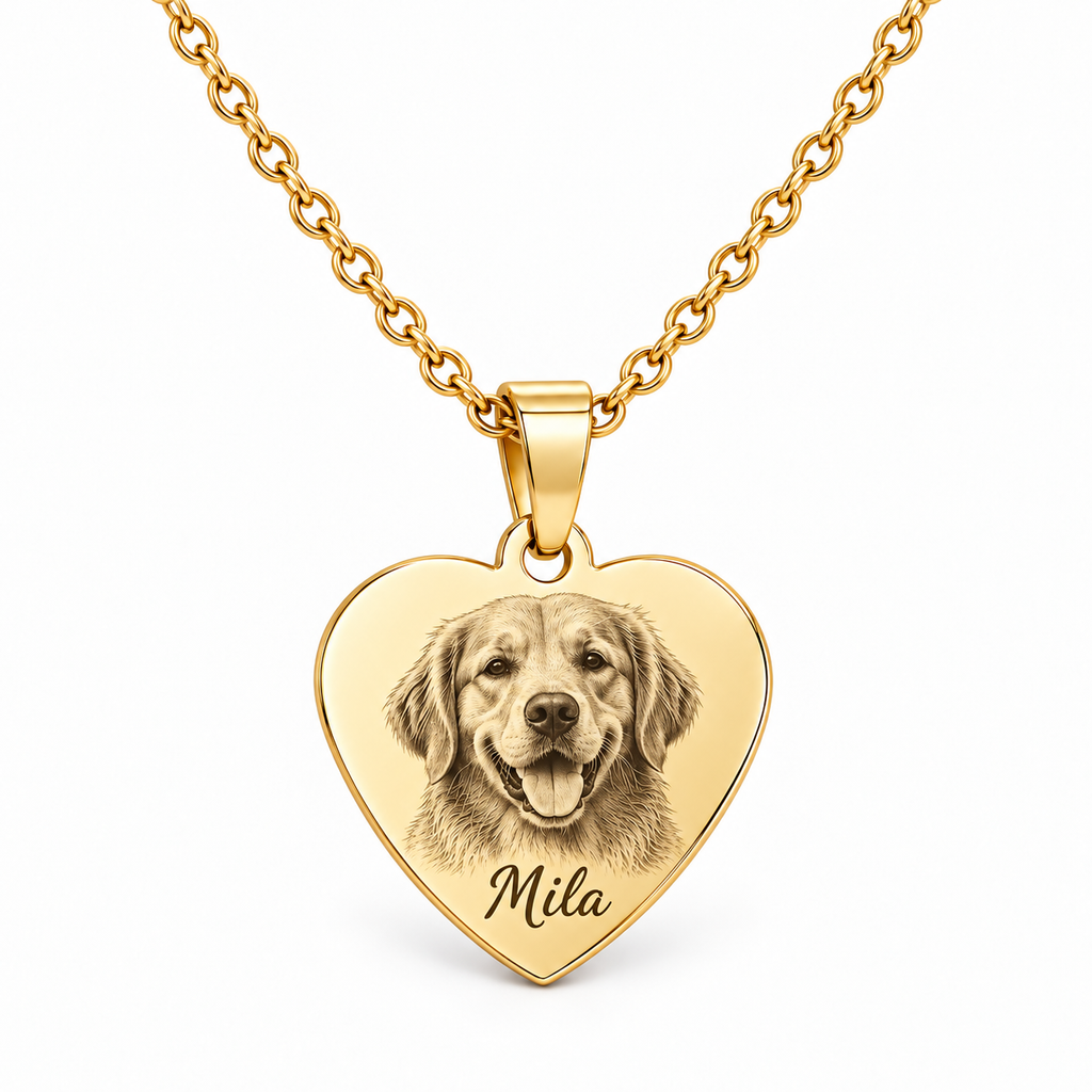 Personalized Heart Photo & Text Engraving Pendant & Keyring