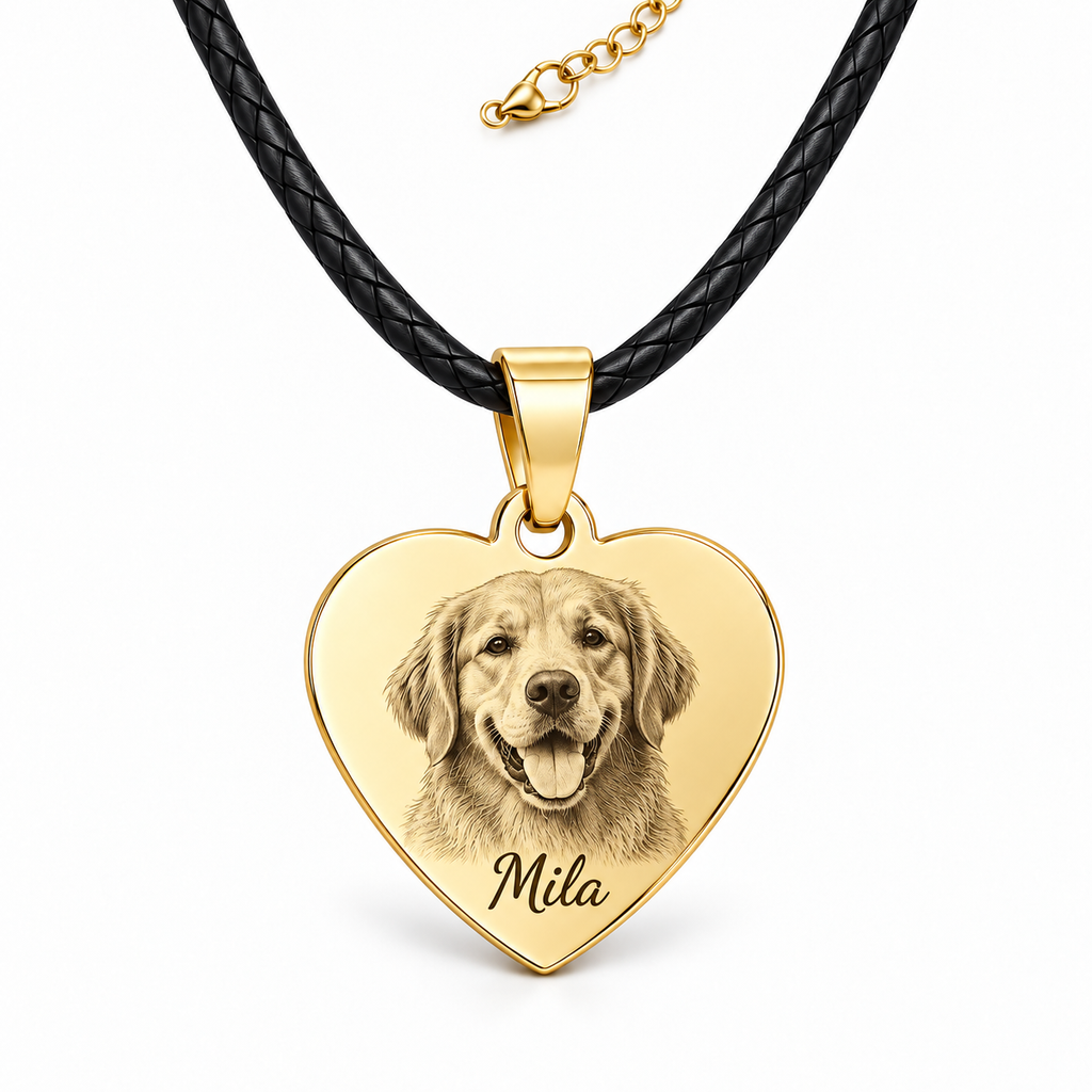 Personalized Heart Photo & Text Engraving Pendant & Keyring