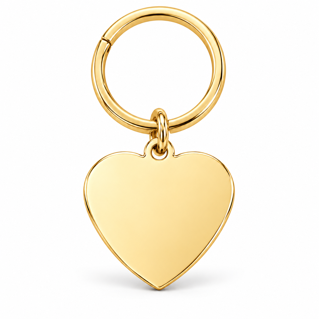 Gold + Keyring: Personalized gold heart pendant keyring