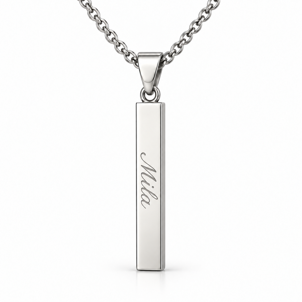 Personalized Engraved Bar Pendant – Stainless Steel