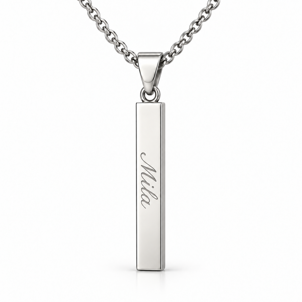 Personalized Engraved Bar Pendant – Stainless Steel