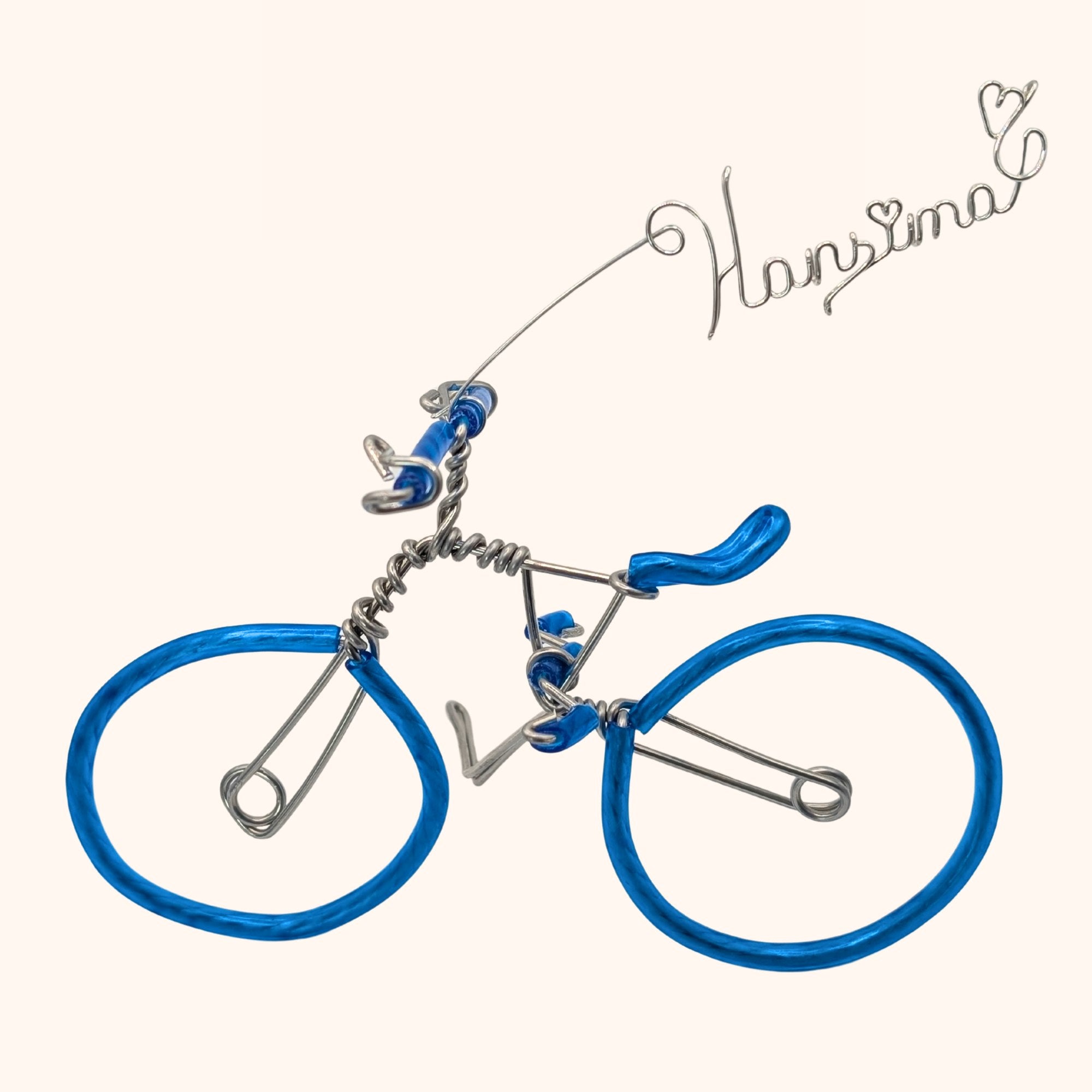 handmade wire bicycle with custom name sculpture