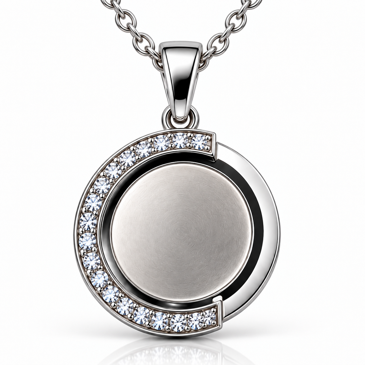 Personalized Crystal-Style Crescent Photo & Text Engraving Pendant