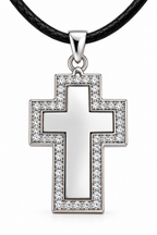 Personalized Crystal-Style Cross Photo & Text Engraving Pendant