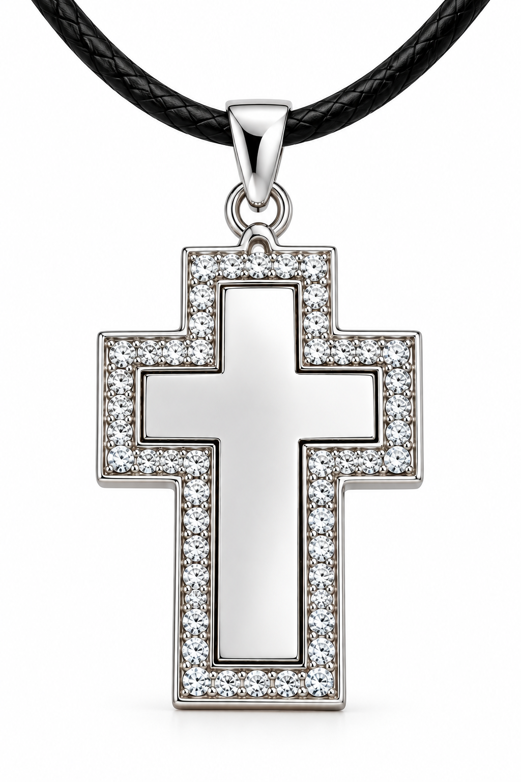 Personalisierter Crystal-Style Kreuzanhänger mit Foto- & Textgravur