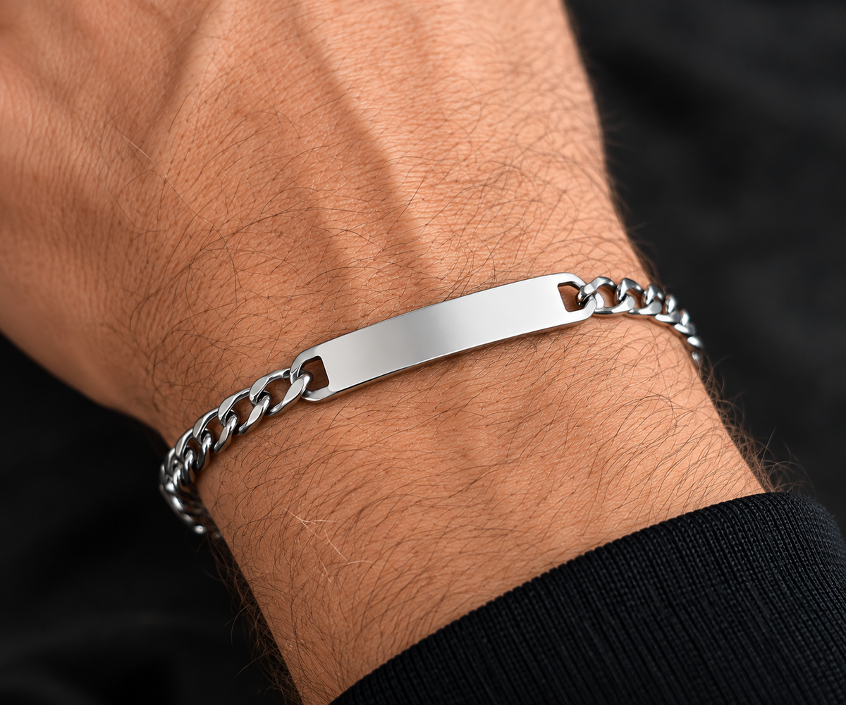 Personalisiertes Herren- & Unisex-ID-Armband aus Edelstahl