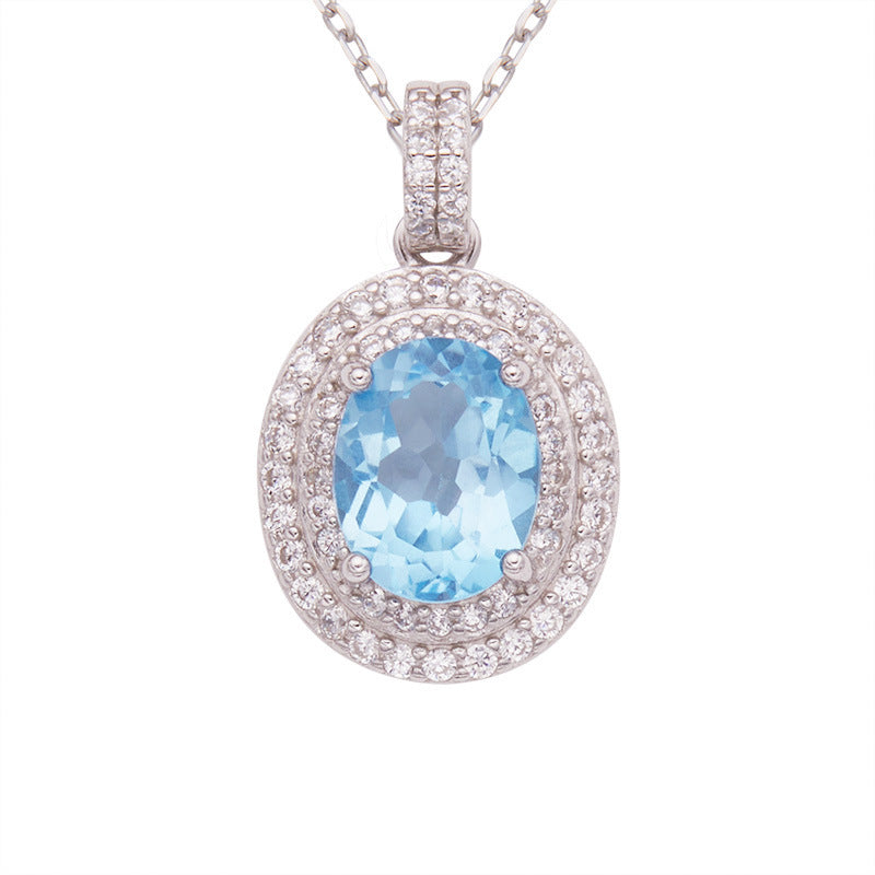 Women's Sterling Silver Colored Gemstone Necklace