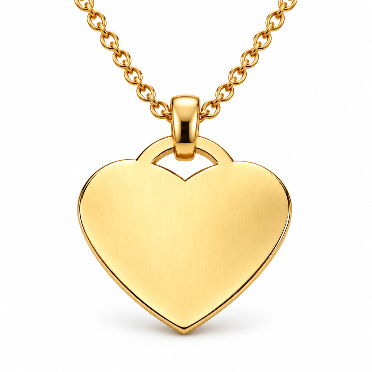 Gold + Chain: standardized personalized gold heart pendant with stainless steel chain