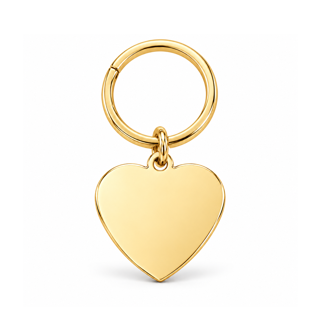 Gold + Keyring: standardized personalized gold heart pendant keyring