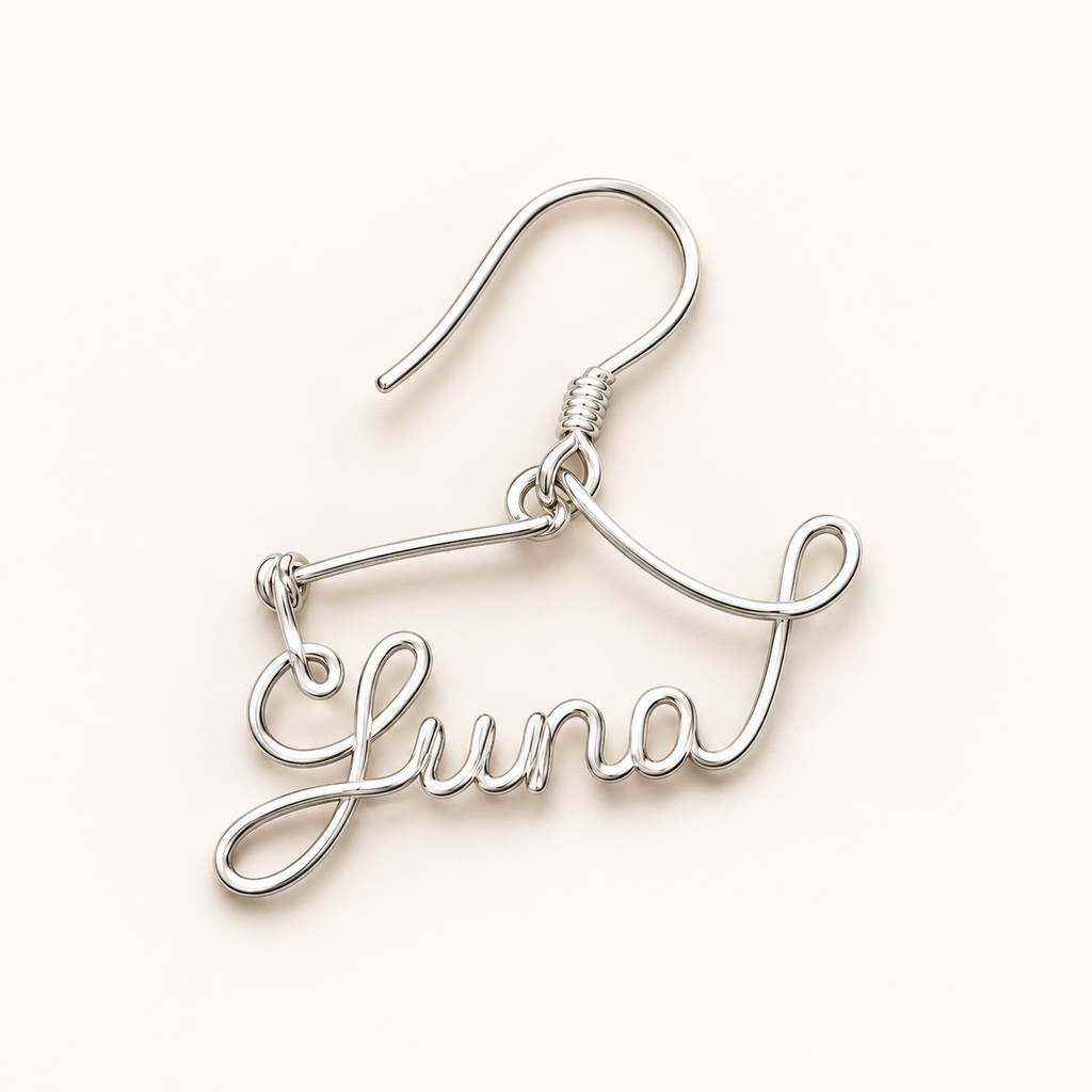 Handmade 925 sterling silver personalized full name earring