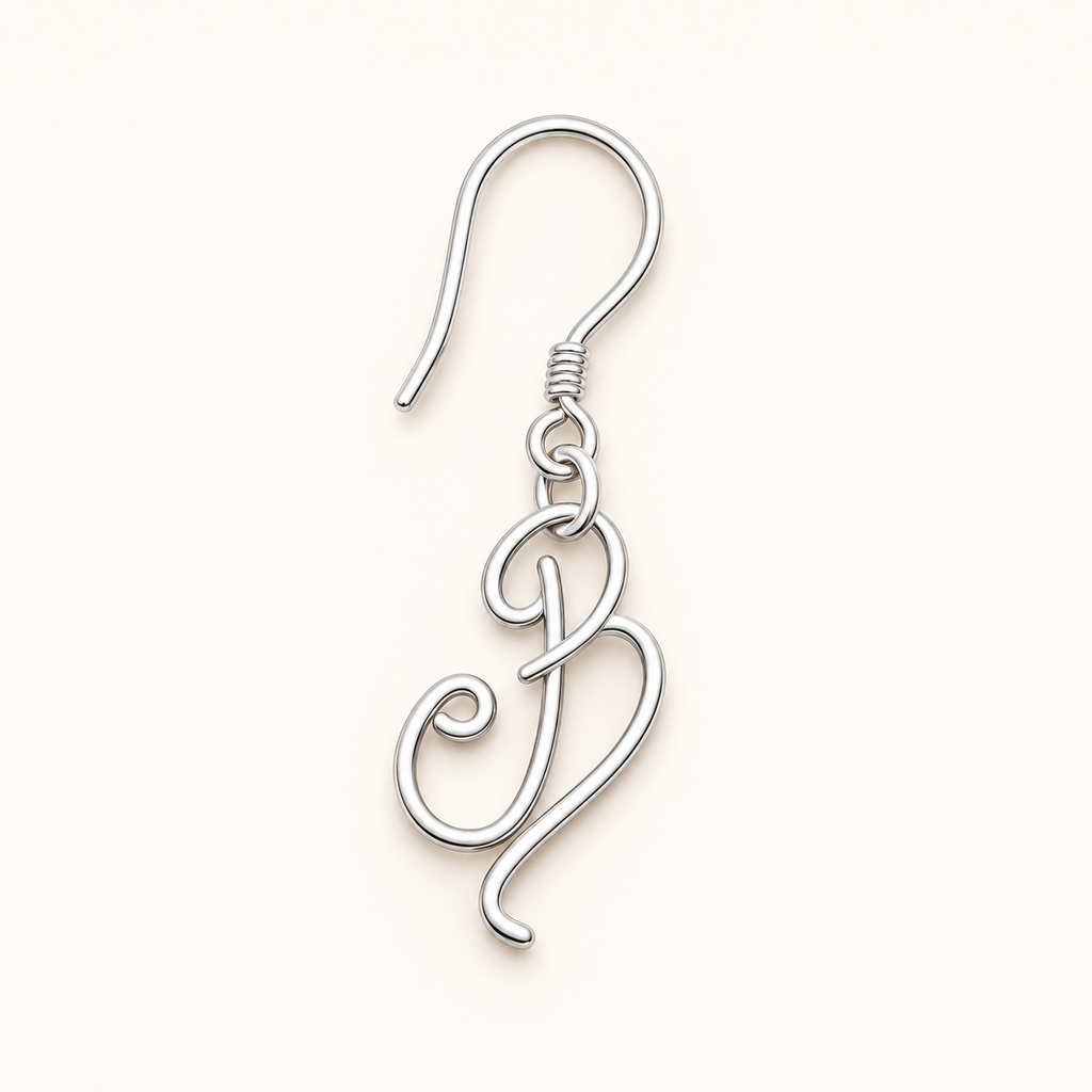 Handmade 925 sterling silver personalized initial earring