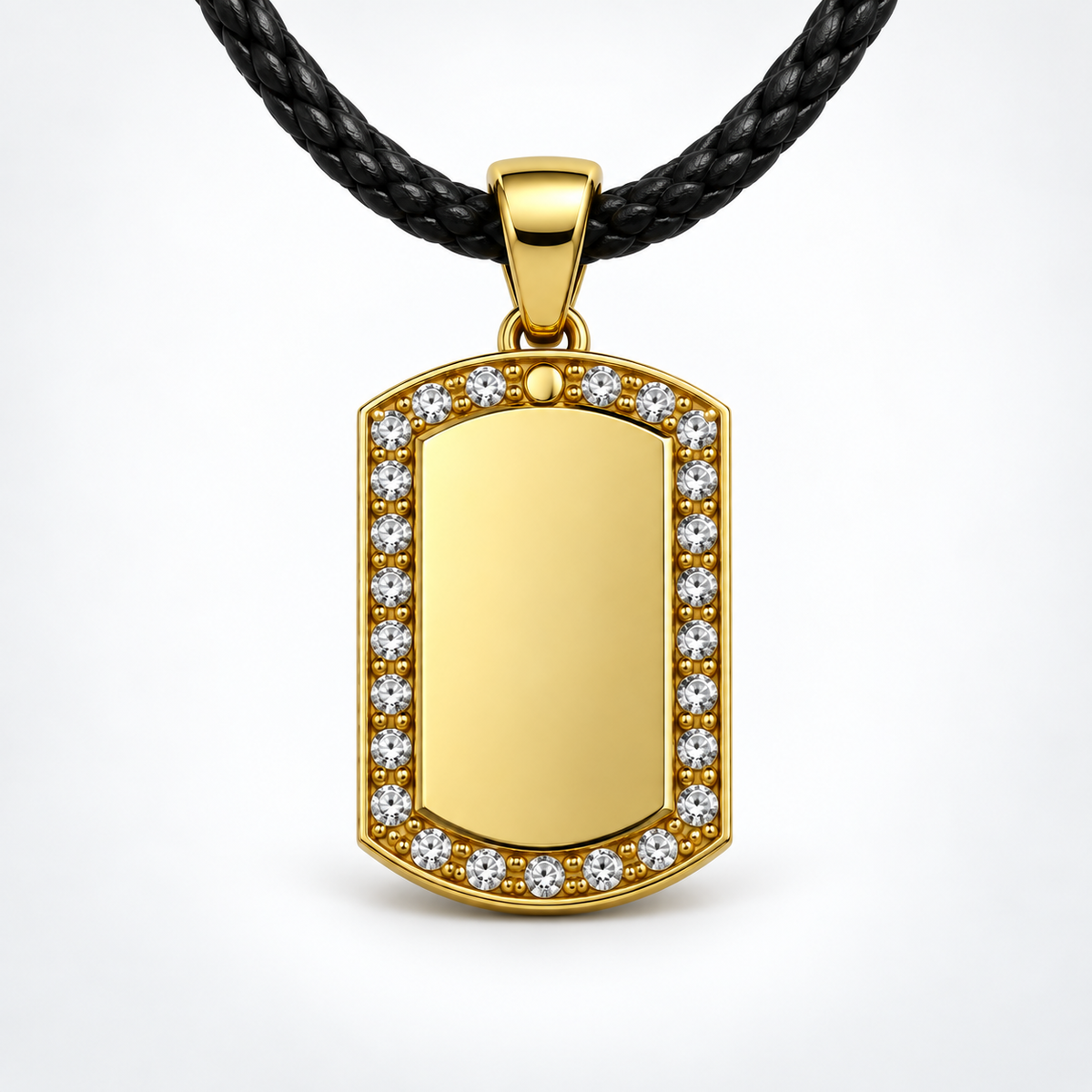 Gold crystal tag – Leather Cord