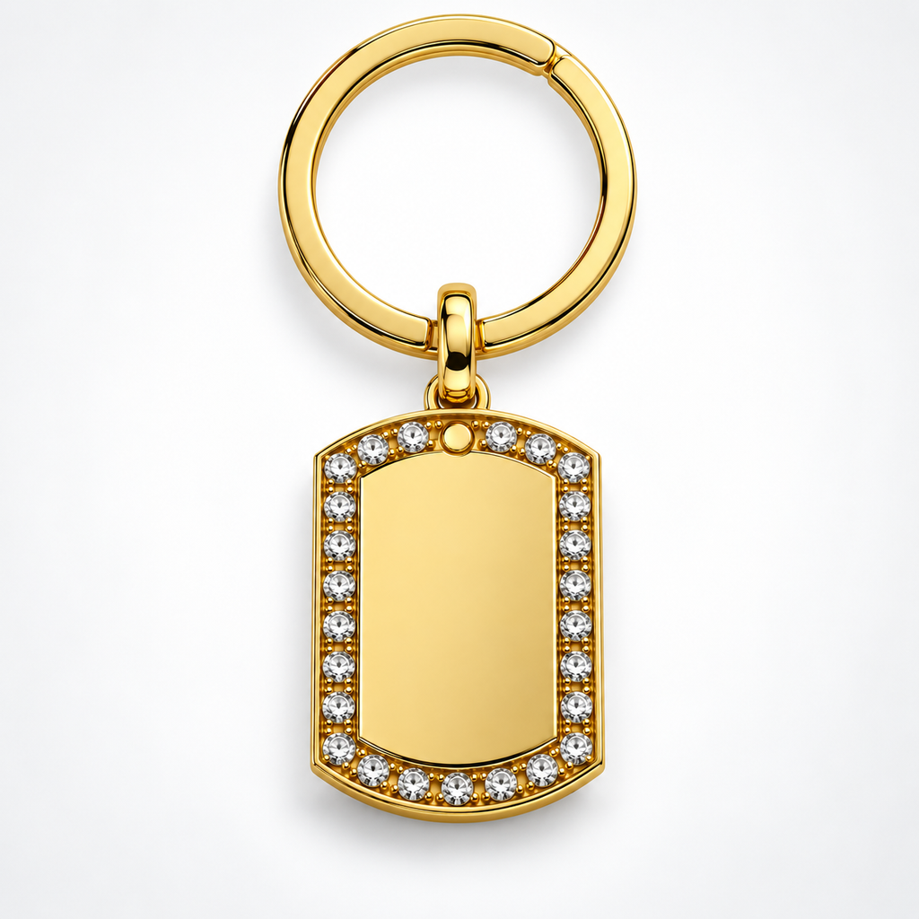 Gold crystal tag – Keyring