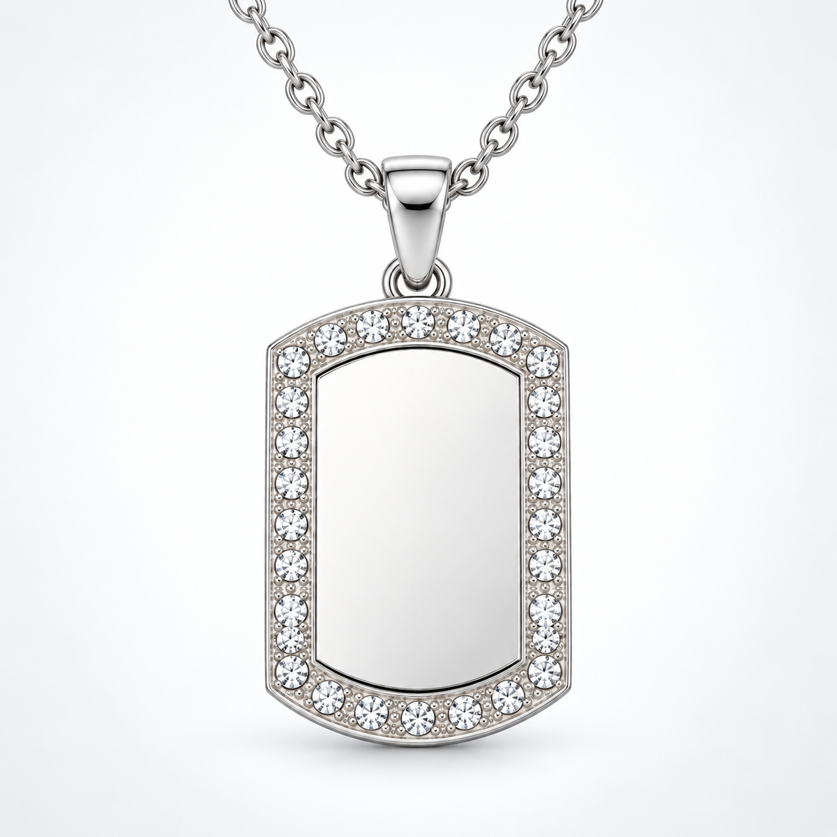 Silver crystal tag – Chain
