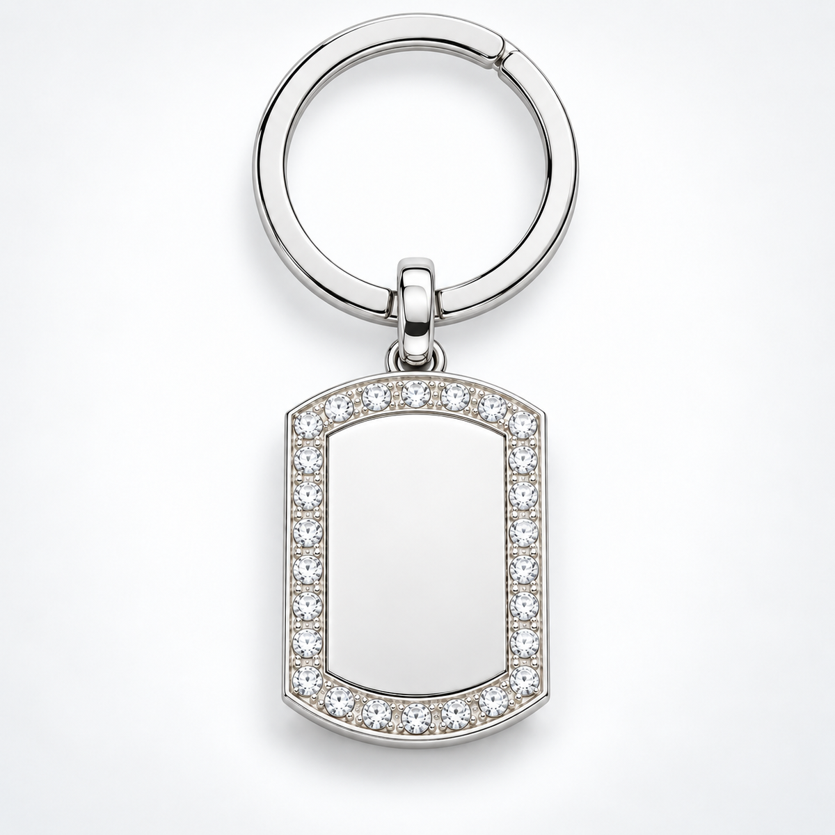 Silver crystal tag – Keyring