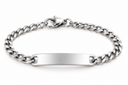 Personalized silver stainless steel ID bracelet for men and unisex text engraving