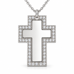 Personalized Crystal-Style Cross Photo & Text Engraving Pendant
