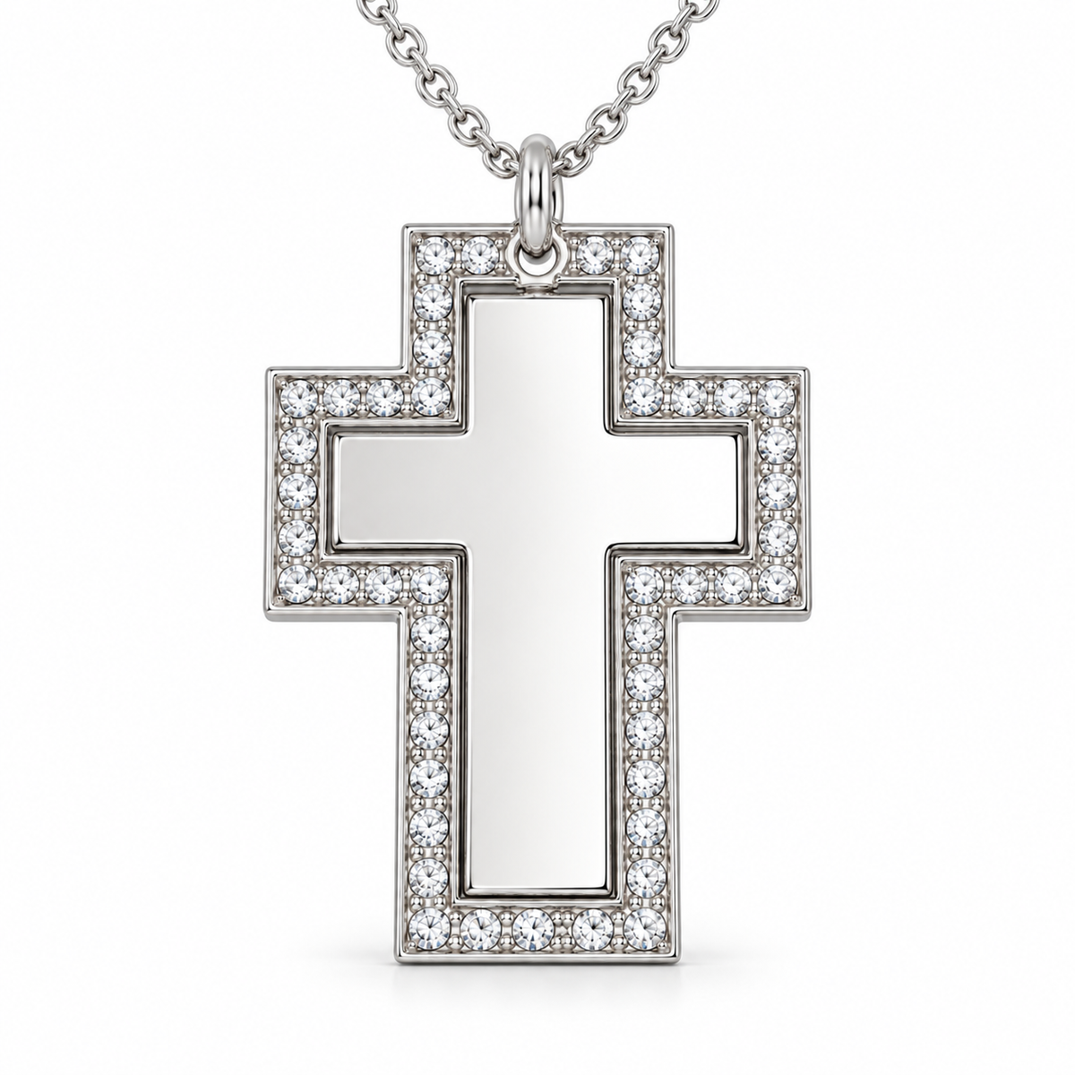 Personalisierter Crystal-Style Kreuzanhänger mit Foto- & Textgravur