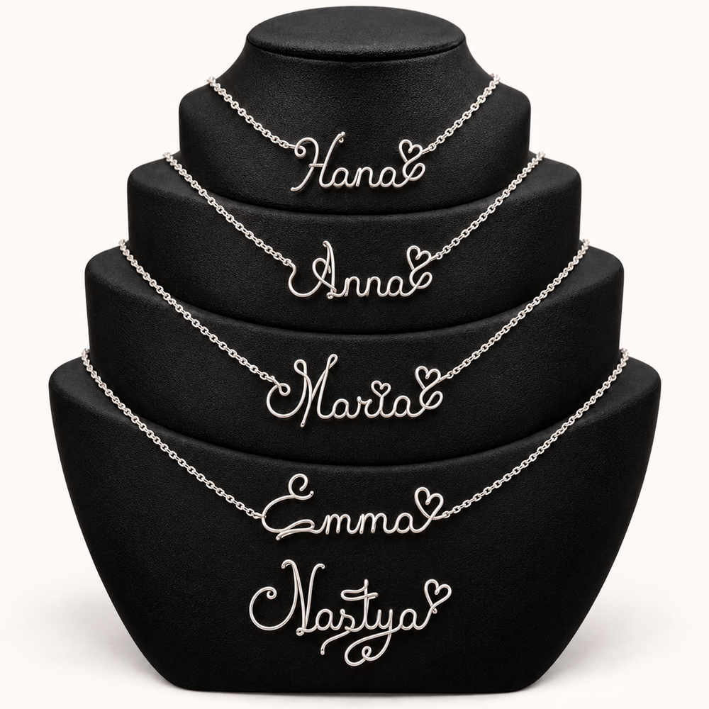 Handcrafted Victoria wire name necklace