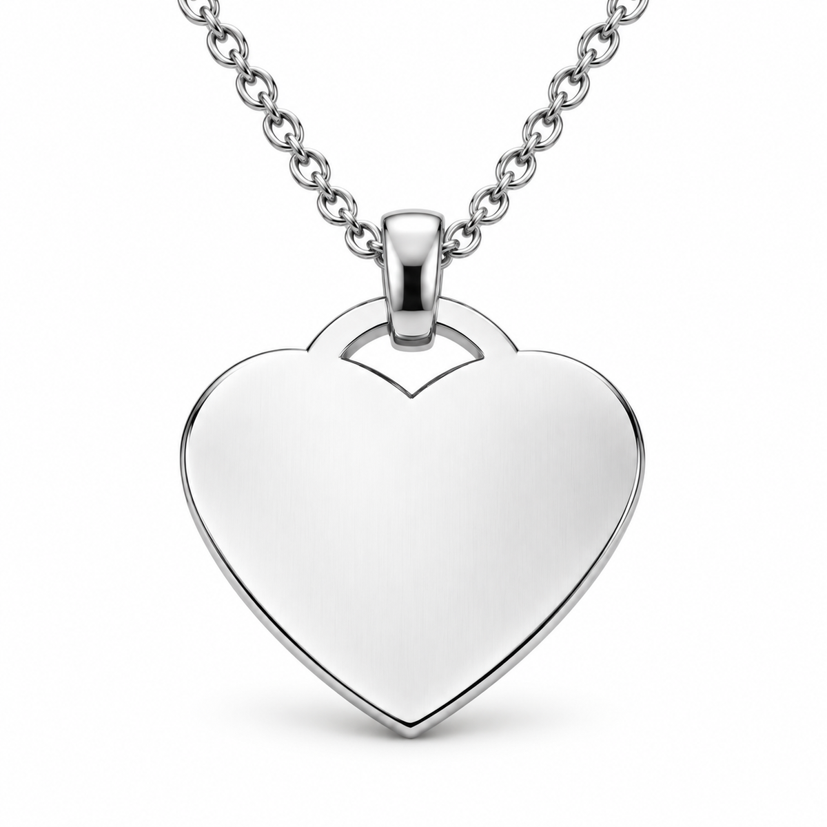 Silver + Chain: standardized personalized silver heart pendant with stainless steel chain