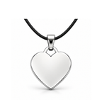 Silver + Leather Cord: standardized personalized silver heart pendant with black leather cord