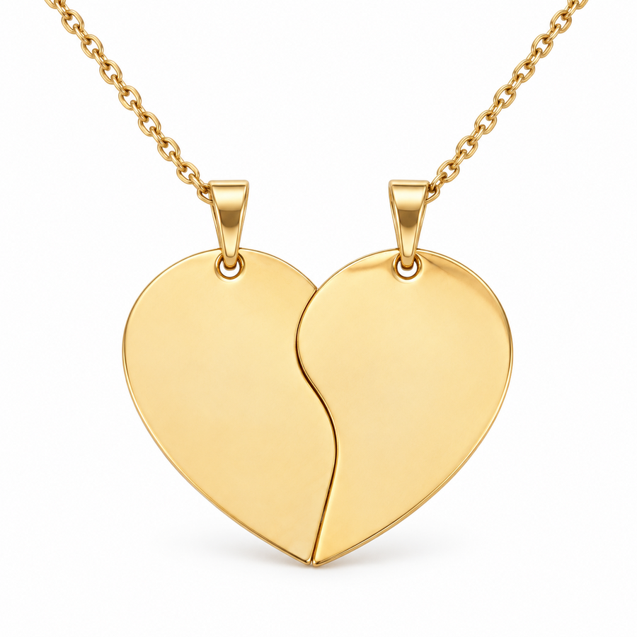 Personalized Split Heart Photo & Text Engraving Set