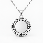 Silver-coloured zodiac engraving pendant with stainless steel chain